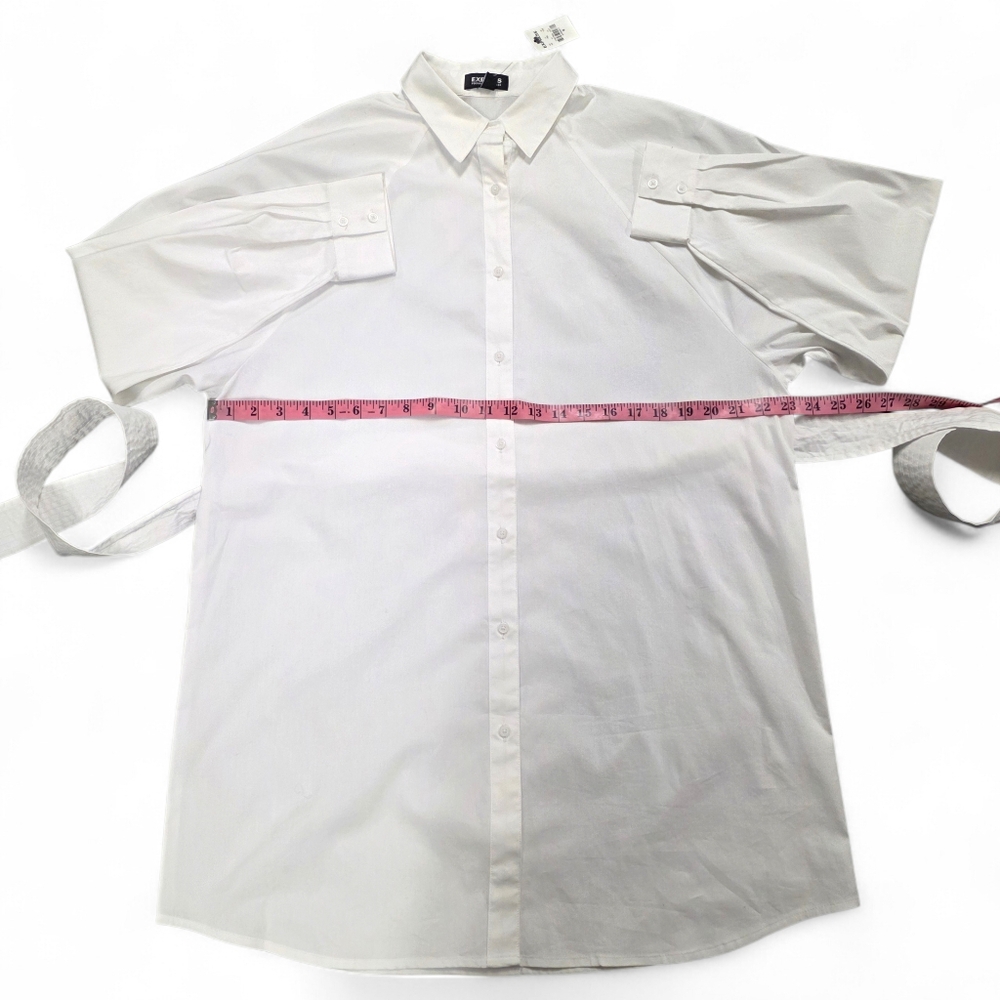 EXPRESS Boyfriend Poplin Mini Portofino Shirt Dress - Picture 12 of 16